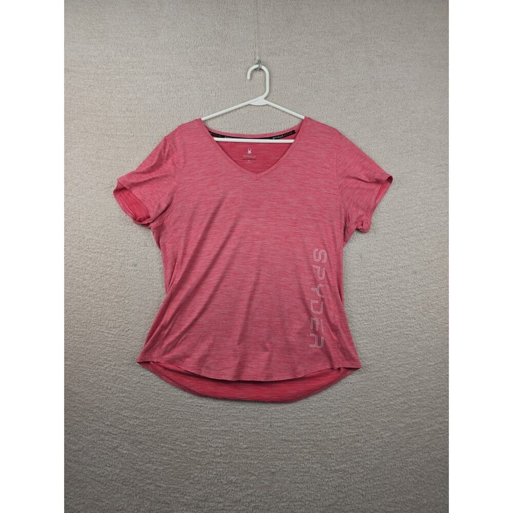 Spyder Active Women's Pink Heathered V-Neck Short Sleeve Performance